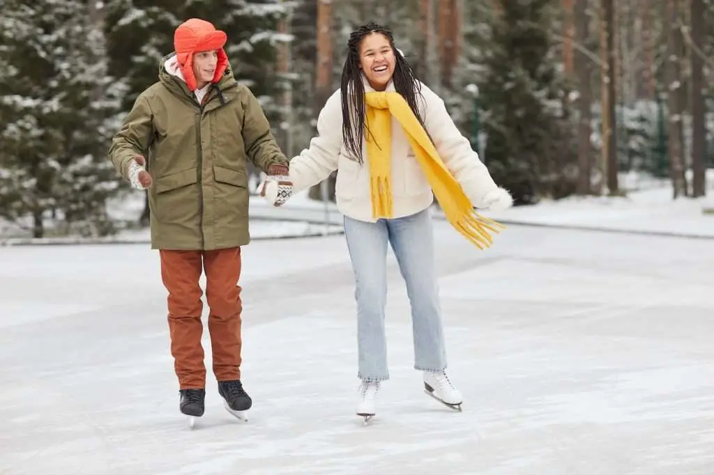 Couple on skating rink