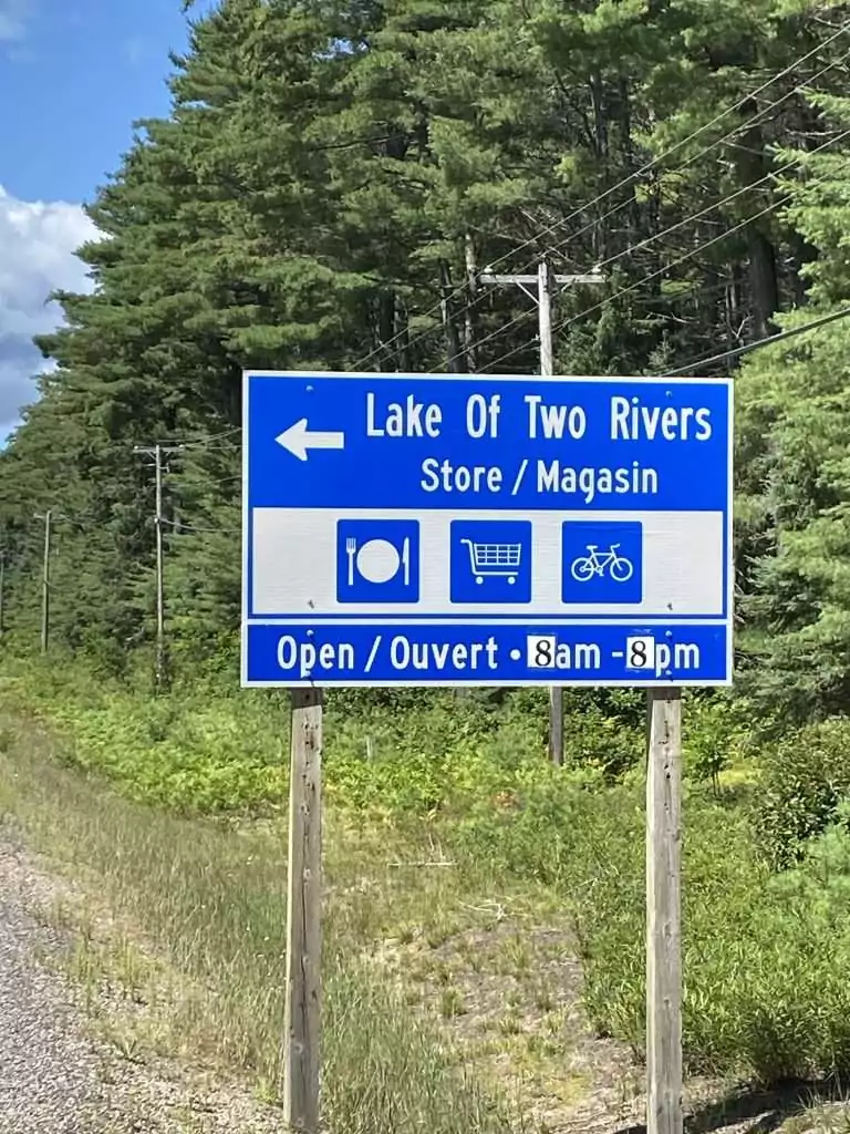 Lake of Two rivers Sign