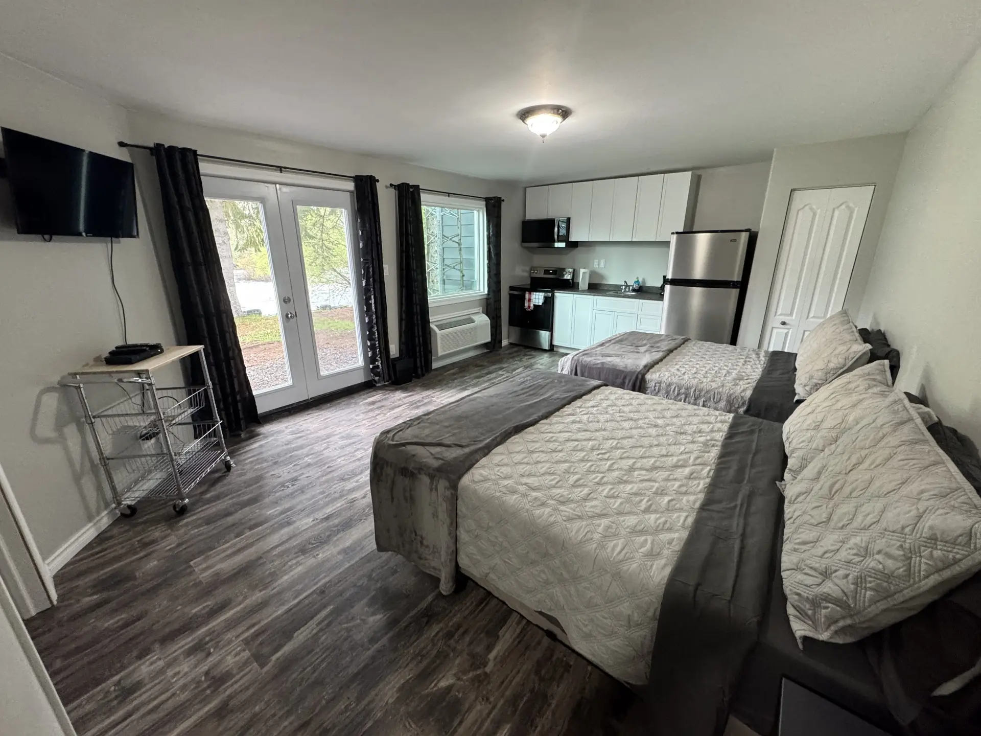 Cozy hotel room with two beds